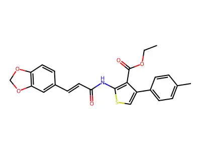 ethyl 2-{[3-(1,3-benzodioxol-5-yl)acryloyl]amino}-4-(4-methylphenyl)-3-thiophenecarboxylate structure