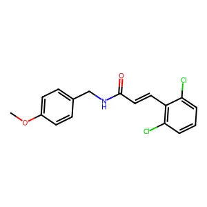 (E)-3-(2,6-dichlorophenyl)-N-[(4-methoxyphenyl)methyl]prop-2-enamide structure