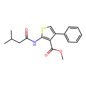 Methyl 2-(3-methylbutanoylamino)-4-phenylthiophene-3-carboxylate structure