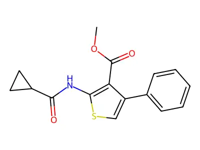 Methyl 2-[(cyclopropylcarbonyl)amino]-4-phenyl-3-thiophenecarboxylate structure