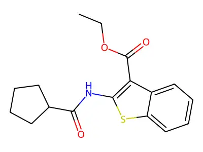 Ethyl 2-(cyclopentanecarboxamido)benzo[b]thiophene-3-carboxylate structure