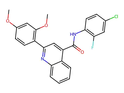 N-(4-chloro-2-fluorophenyl)-2-(2,4-dimethoxyphenyl)quinoline-4-carboxamide structure