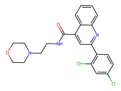 2-(2,4-dichlorophenyl)-N-(2-morpholin-4-ylethyl)quinoline-4-carboxamide structure