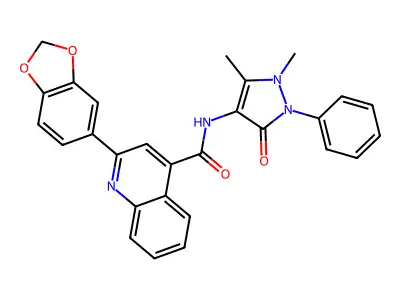 2-(1,3-benzodioxol-5-yl)-N-(1,5-dimethyl-3-oxo-2-phenylpyrazol-4-yl)quinoline-4-carboxamide structure