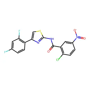 2-chloro-N-[4-(2,4-difluorophenyl)-1,3-thiazol-2-yl]-5-nitrobenzamide structure