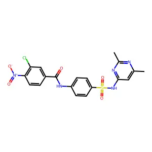 3-chloro-N-[4-[(2,6-dimethylpyrimidin-4-yl)sulfamoyl]phenyl]-4-nitrobenzamide structure