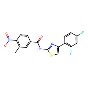 N-[4-(2,4-difluorophenyl)-1,3-thiazol-2-yl]-3-methyl-4-nitrobenzamide structure