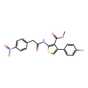 methyl 4-(4-chlorophenyl)-2-[({4-nitrophenyl}acetyl)amino]-3-thiophenecarboxylate structure