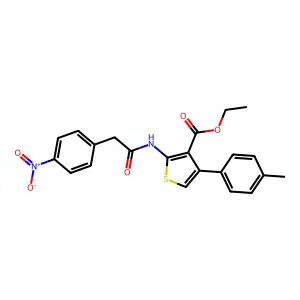 Ethyl 2-[({4-nitrophenyl}acetyl)amino]-4-(4-methylphenyl)-3-thiophenecarboxylate structure