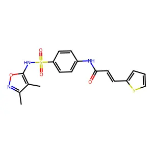 (E)-N-[4-[(3,4-dimethyl-1,2-oxazol-5-yl)sulfamoyl]phenyl]-3-thiophen-2-ylprop-2-enamide structure