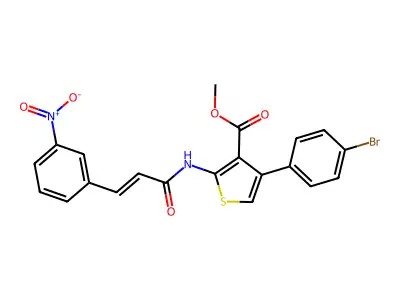 methyl 4-(4-bromophenyl)-2-[(3-{3-nitrophenyl}acryloyl)amino]-3-thiophenecarboxylate structure