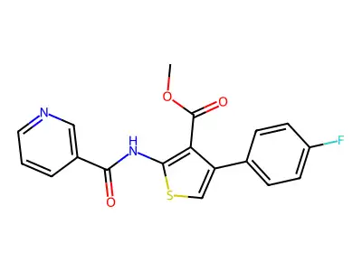 Methyl 4-(4-fluorophenyl)-2-(3-pyridylcarbonylamino)thiophene-3-carboxylate structure