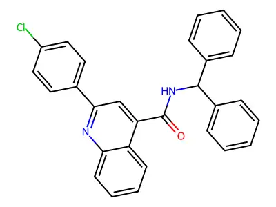 2-(4-chlorophenyl)-N-(diphenylmethyl)quinoline-4-carboxamide structure