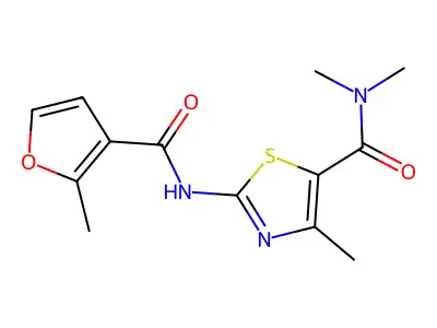 N,N,4-trimethyl-2-[(2-methylfuran-3-carbonyl)amino]-1,3-thiazole-5-carboxamide structure