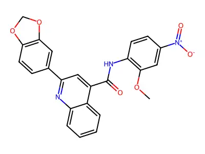 2-(1,3-benzodioxol-5-yl)-N-(2-methoxy-4-nitrophenyl)quinoline-4-carboxamide structure