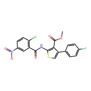 methyl 2-({2-chloro-5-nitrobenzoyl}amino)-4-(4-fluorophenyl)-3-thiophenecarboxylate structure