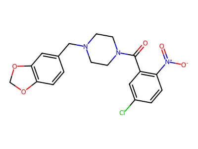 [4-(1,3-Benzodioxol-5-ylmethyl)piperazin-1-yl]-(5-chloro-2-nitrophenyl)methanone structure