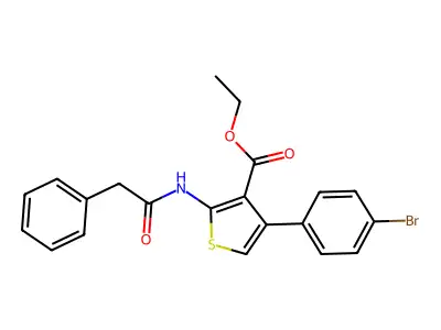 Ethyl 4-(4-bromophenyl)-2-(2-phenylacetamido)thiophene-3-carboxylate structure