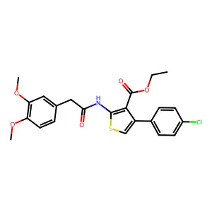 ethyl 4-(4-chlorophenyl)-2-[[2-(3,4-dimethoxyphenyl)acetyl]amino]thiophene-3-carboxylate structure