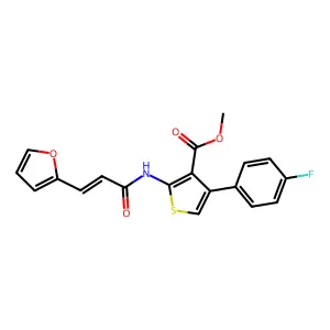 methyl 4-(4-fluorophenyl)-2-[[(E)-3-(furan-2-yl)prop-2-enoyl]amino]thiophene-3-carboxylate structure