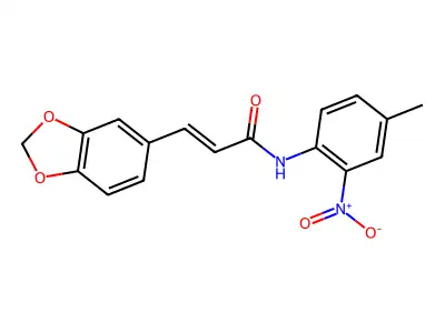 3-(1,3-benzodioxol-5-yl)-N-(4-methyl-2-nitrophenyl)prop-2-enamide structure