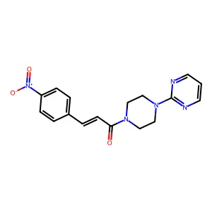 (E)-3-(4-nitrophenyl)-1-(4-pyrimidin-2-ylpiperazin-1-yl)prop-2-en-1-one structure