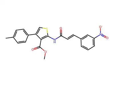 methyl 2-[(3-{3-nitrophenyl}acryloyl)amino]-4-(4-methylphenyl)-3-thiophenecarboxylate structure