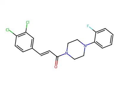 (E)-3-(3,4-dichlorophenyl)-1-[4-(2-fluorophenyl)piperazin-1-yl]prop-2-en-1-one structure