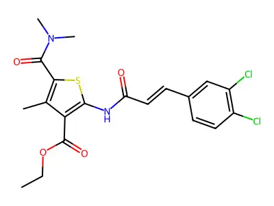 ethyl 2-[[(E)-3-(3,4-dichlorophenyl)prop-2-enoyl]amino]-5-(dimethylcarbamoyl)-4-methylthiophene-3-carboxylate structure