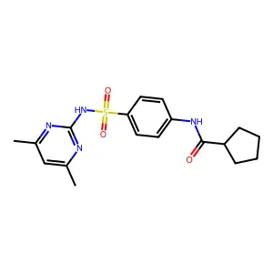 N-(4-{[(4,6-dimethyl-2-pyrimidinyl)amino]sulfonyl}phenyl)cyclopentanecarboxamide structure