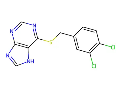 6-[(3,4-dichlorophenyl)methylsulfanyl]-7H-purine structure