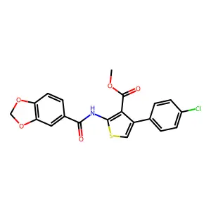 methyl 2-(1,3-benzodioxole-5-carbonylamino)-4-(4-chlorophenyl)thiophene-3-carboxylate structure