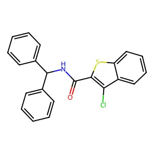 N-benzhydryl-3-chloro-1-benzothiophene-2-carboxamide structure