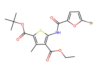 2-tert-butyl 4-ethyl 5-[(5-bromo-2-furoyl)amino]-3-methyl-2,4-thiophenedicarboxylate structure