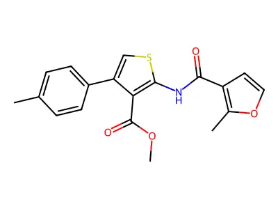 Methyl 2-[(2-methyl-3-furoyl)amino]-4-(4-methylphenyl)-3-thiophenecarboxylate structure