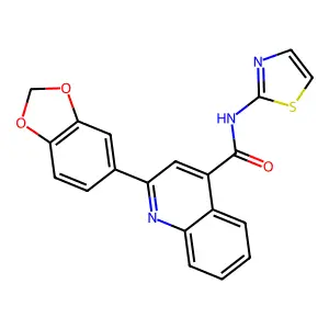 2-(1,3-benzodioxol-5-yl)-N-(1,3-thiazol-2-yl)quinoline-4-carboxamide structure