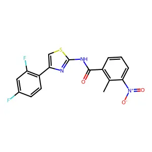 N-[4-(2,4-difluorophenyl)-1,3-thiazol-2-yl]-2-methyl-3-nitrobenzamide structure