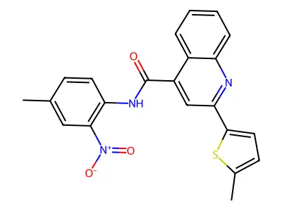 N-(4-methyl-2-nitrophenyl)-2-(5-methylthiophen-2-yl)quinoline-4-carboxamide structure
