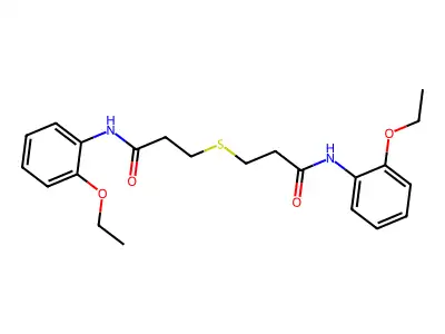 3-[3-(2-ethoxyanilino)-3-oxopropyl]sulfanyl-N-(2-ethoxyphenyl)propanamide structure
