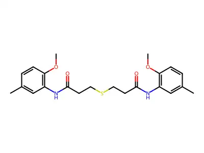 3-[3-(2-methoxy-5-methylanilino)-3-oxopropyl]sulfanyl-N-(2-methoxy-5-methylphenyl)propanamide structure