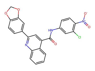 2-(1,3-benzodioxol-5-yl)-N-(3-chloro-4-nitrophenyl)quinoline-4-carboxamide structure