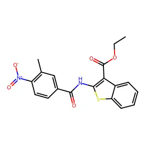 Ethyl 2-[(3-methyl-4-nitrobenzoyl)amino]-1-benzothiophene-3-carboxylate structure