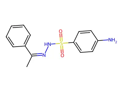 4-amino-N-(1-phenylethylideneamino)benzenesulfonamide structure