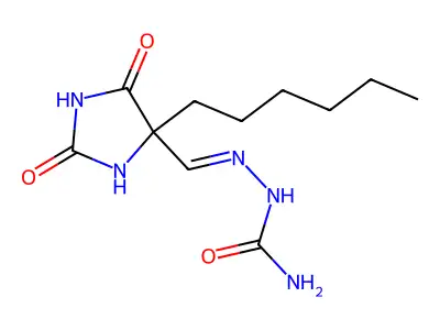 [(4-Hexyl-2,5-dioxoimidazolidin-4-yl)methylideneamino]urea structure