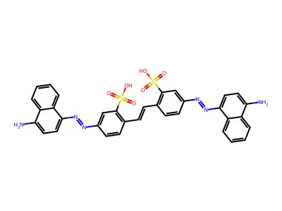 4,4'-Bis((4-amino-1-naphthyl)azo)stilbene-2,2'-disulphonic acid structure