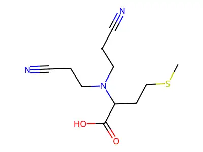 2-[Bis(2-cyanoethyl)amino]-4-methylsulfanylbutanoic acid structure