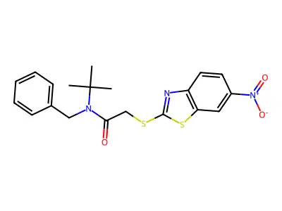 N-benzyl-N-tert-butyl-2-[(6-nitro-1,3-benzothiazol-2-yl)sulfanyl]acetamide structure