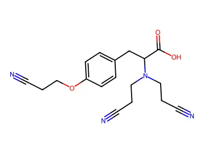 2-[Bis(2-cyanoethyl)amino]-3-[4-(2-cyanoethoxy)phenyl]propanoic acid structure
