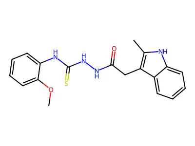 2-Methyl-3-(1-(4-o-anisylthiocarbazido))acetylindole structure
