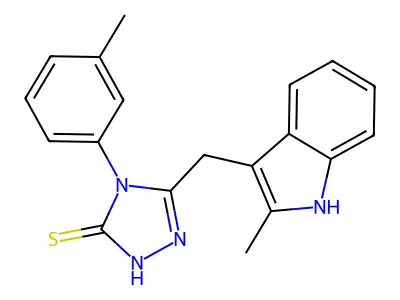3H-1,2,4-Triazole-3-thione, 2,4-dihydro-5-((2-methyl-1H-indol-3-yl)methyl)-4-(3-methylphenyl)- structure